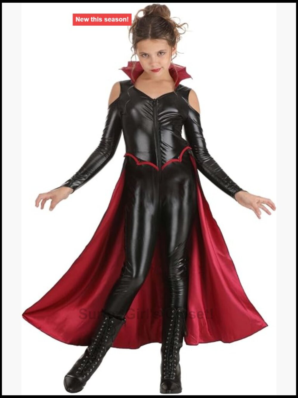 Princess of Darkness Costume Jumpsuit with Stand-Up Collar and Skirt